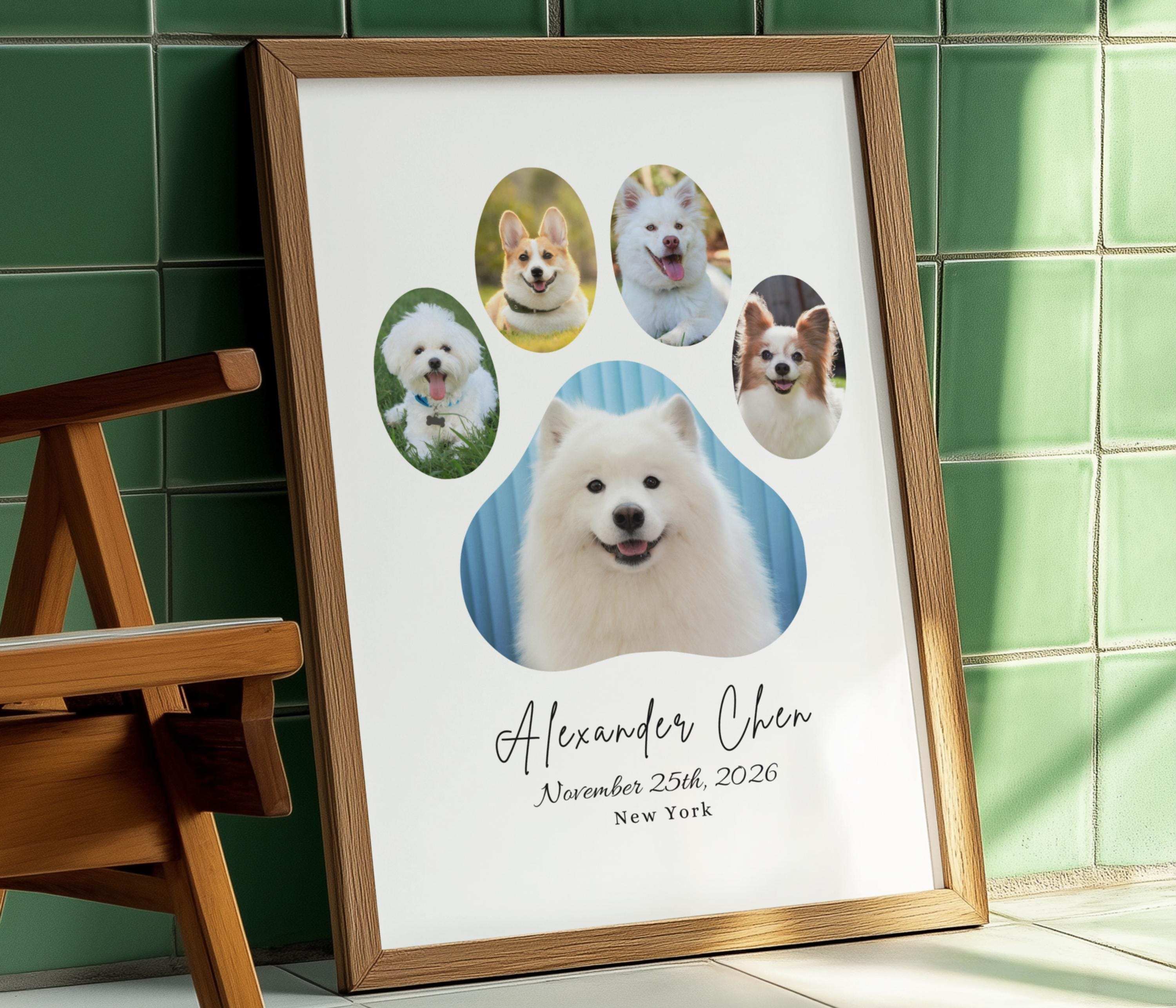 Dog Paw Photo Collage – Custom Pet Memorial Gift – Personalized Print ...