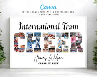 Editable Sports Cheer Photo Collage Canva Template, Team Cheerleader Gift, Senior Night Cheer Keepsake