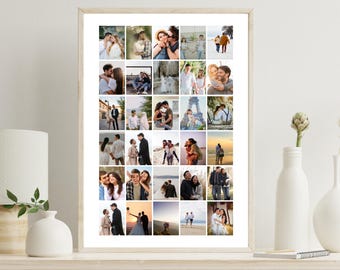 30 Photo Collage Canva Template – Editable Grid Photo Poster – Custom Memory Wall Art