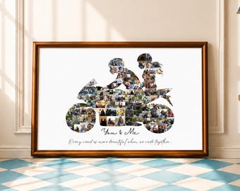 Motorcycle Couple Photo Collage Canva Template, Editable Biker Love Collage, Wall Art, Anniversary Gift