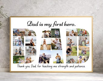 Editable Dad Photo Collage Canva Template , Father Gift, Personalized Fathers Day Gift, Digital Download
