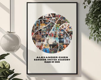 Personalisiertes Basketball Foto-Collage – individuelles Sport Poster – Geschenk für Spieler, Mannschaft, Trainer und Spieler