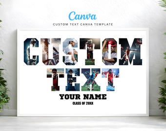 Custom Text Photo Collage Canva Template, Personalized Word Art Poster, Digital Custom Design