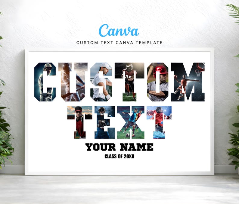 Custom Text Photo Collage Canva Template, Personalized Word Art Poster ...
