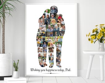 Father Daughter Photo Collage Template, Dad Gift Poster, Daddy Daughter Wall Art, Digital Download
