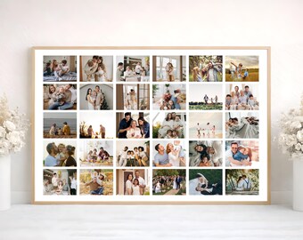 30 Photo Collage Template, Editable Family Picture Wall Art, Custom Photo Poster,  Printable Gift