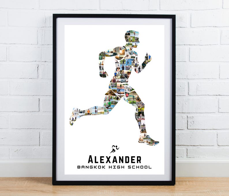 Running Photo Collage Canva Template – Editable Runner Poster – Personalized Track & Field Keepsake image 6