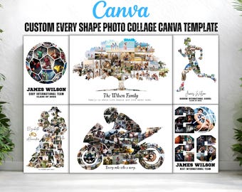Benutzerdefinierte Form Fotocollage Canva Vorlage, personalisiertes beliebiges Formbild, Speichergeschenk, digitaler Download