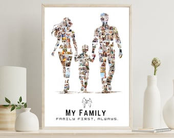 My Family Photo Collage Canva Template – Personalized Family Silhouette Poster – Printable Digital Download