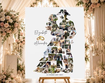Benutzerdefinierte Hochzeitsform Fotocollage Canva Vorlage, Braut und Bräutigam Foto Poster, digitaler Download