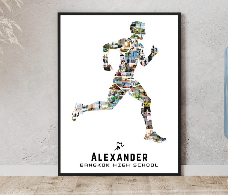 Running Photo Collage Canva Template – Editable Runner Poster – Personalized Track & Field Keepsake image 5