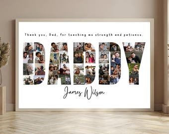 Daddy Photo Collage Gift, Personalized Daddy Poster, Printable Fathers Day , Canva Template, Digital Download