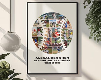 Baseball Photo Collage – Custom Sports Poster – Personalized Athlete Gift – Senior Night Decor