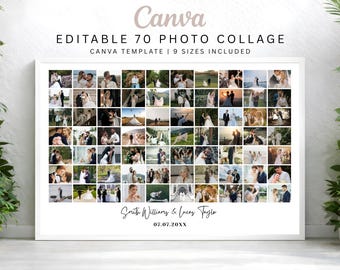 70 Photo Collage Canva Template, Graduation gifts, Birthday milestone collages, Wedding memory  gifts, Digital