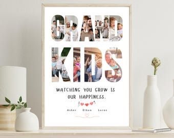Grandkids Photo Collage – Personalized Grandchildren Name Poster – Grandparent Gift – Printable Family Wall Art