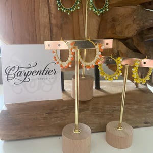 Miyuki beaded hoop earrings “Orange Flower”