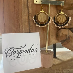 Miyuki pearl hoop earrings &quot;Black Sun&quot;
