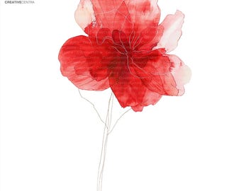 20 Minimalist Red Flower Clipart, Printable Floral PNG, Digital Download for Wedding, Scrapbook, Junk Journal & DIY Crafts