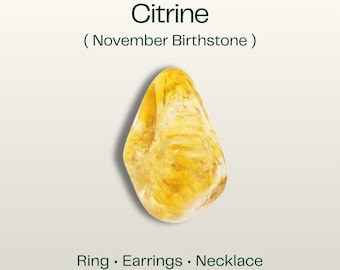 Commande personnalisée, bijoux en pierre de naissance de novembre en citrine naturelle, bague, boucles d'oreilles, collier, cadeau de pierre précieuse de citrine jaune véritable pour elle, bijoux