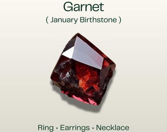 Ordine personalizzato, set di gioielli con anello, orecchini e collana in granato naturale con pietra portafortuna di gennaio, regalo per lei con autentica pietra preziosa di granato rosso, gioielli raffinati