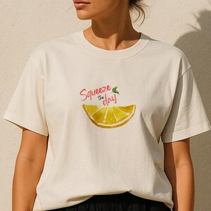 Women&#39;s Summer Lemon print Shirt, Trendy fruit print shirt, Aesthetic citrus Tee