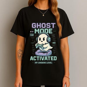 Ghost-modus geactiveerd retro cartoon Halloween-T-shirt, leuk spookontwerp, leuke spookachtige Halloween-T-shirts