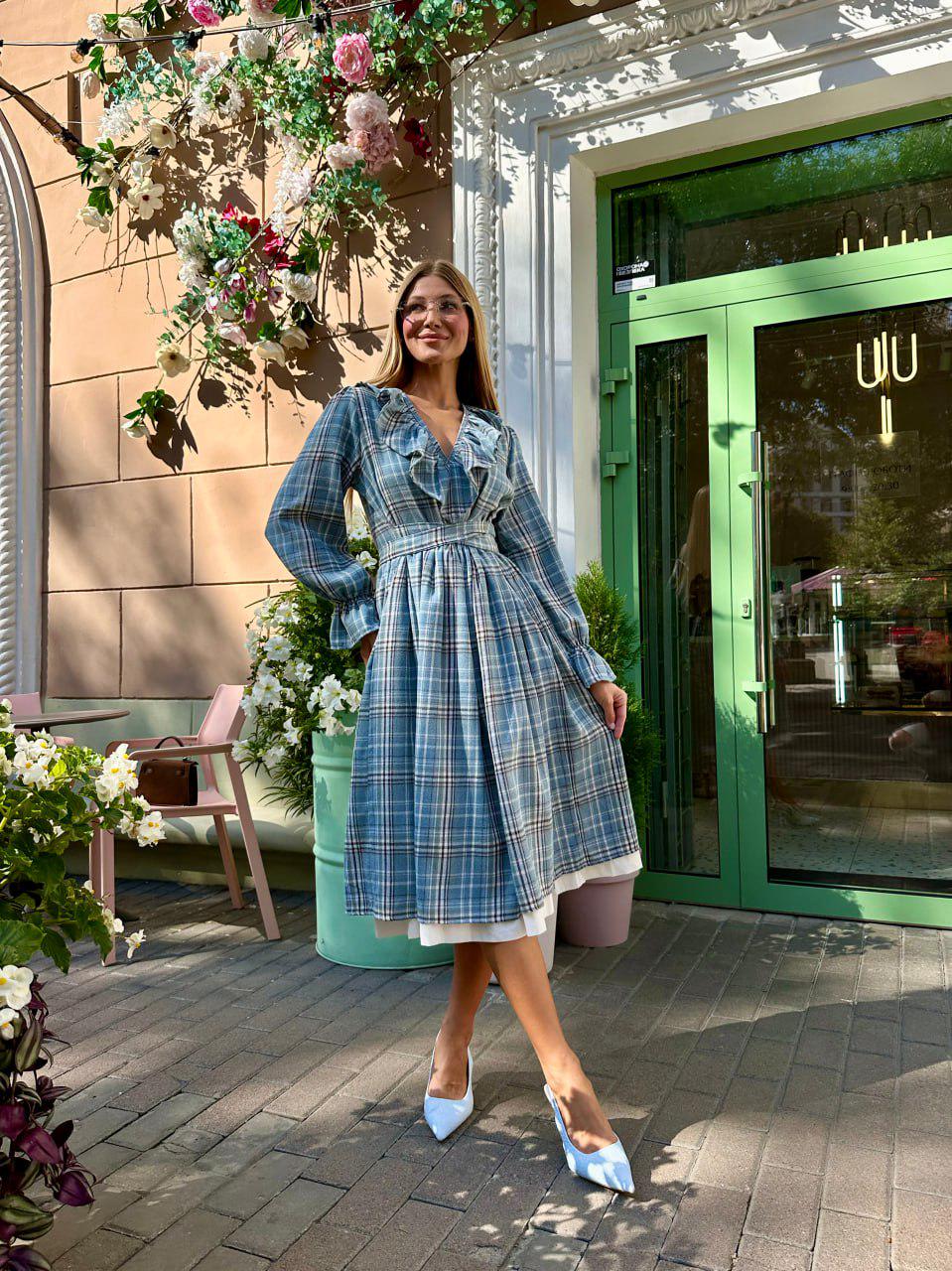 blue plaid flannel dress Unique Vintage Blue Madras Plaid Shirt Swing Dress