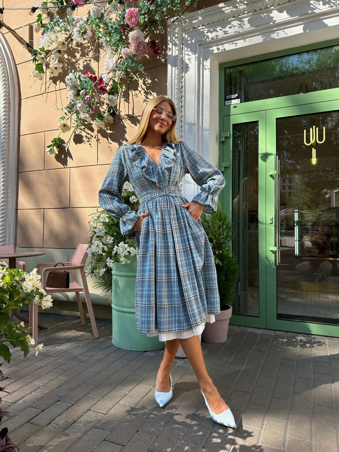blue flannel dress TEST