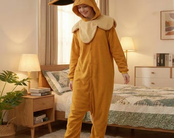 Anime Onesie Pajamas for Adults – Orange Hooded Fleece Cosplay Costume