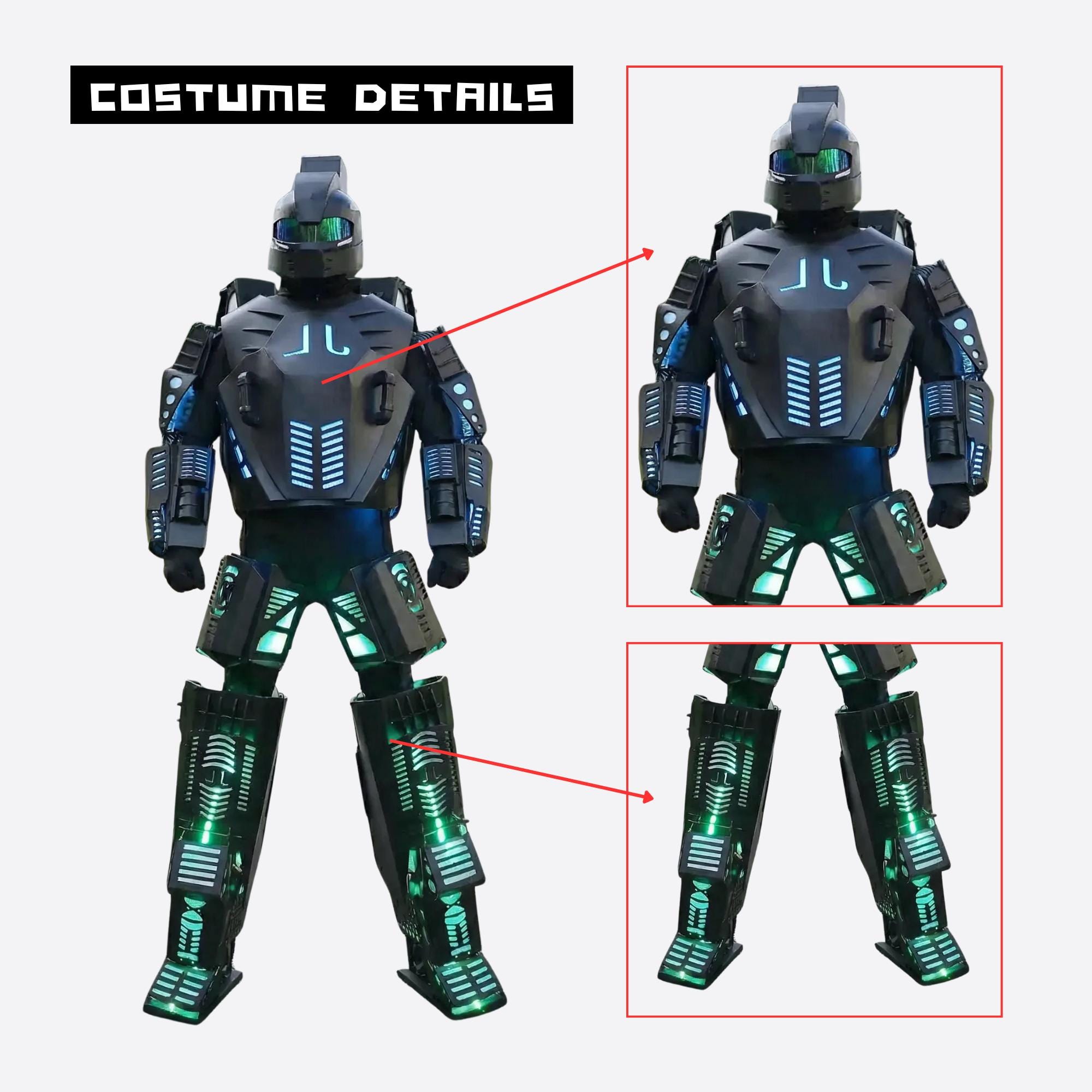 Crick Led Mech RGB LED Robot Costume Adults Full Body Mech Suit Cosplay Armor ...