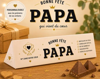 Toblerone personnalisé bonne fête Papa & Beau-papa | Cadeau Fête des Pères | Chocolat personnalisé | Cadeau Papa original | Cadeau gourmand