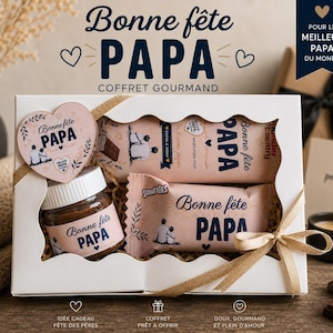 Coffret cadeau personnalisé Fête des Pères – Chocolats & Mini Nutella personnalisés - Cadeau Papa