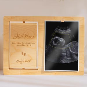 Cadre annonçant la grossesse de grand-mère. Faire-part de grossesse grand-parent. Cadre d'échographie pour bébé avec photo.
