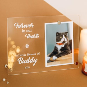 Forever In Our Hearts. In Loving Memory. Pet Memorial Frame Plaque with Photo. Acrylic Pet Loss Frame. Sympathy Gifts for Loss of Mother.