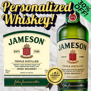Etichetta personalizzata per whisky irlandese Jameson, regalo personalizzato, per matrimoni, addii al celibato, compleanni, regali per lo sposo! Alcol, birra, vino, vodka, rum,