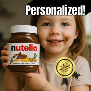 Gepersonaliseerde NUTELLA-potsticker, aangepaste Nutella met je naam, fijne verjaardag, cadeau voor familie en vrienden, chocopasta