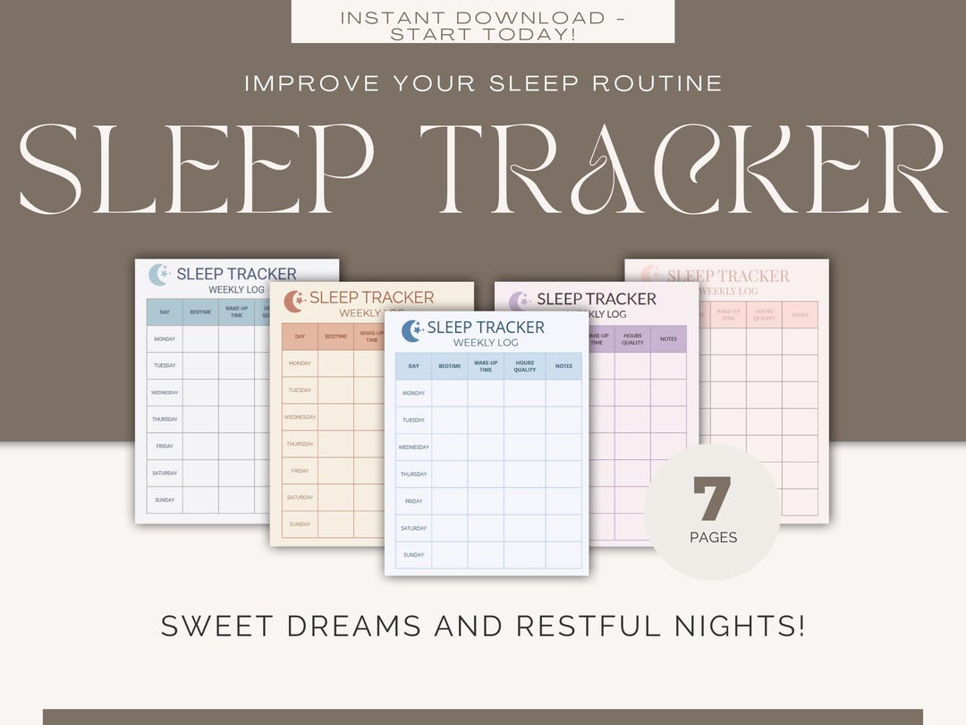 Printable Sleep Tracker - Weekly Sleep Log - 7-page Sleep Journal - A4 ...