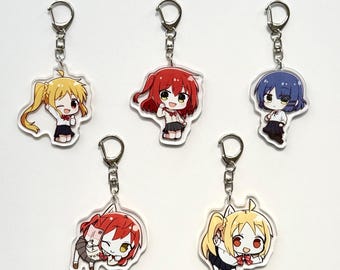 Bocchi the Rock Portachiavi acrilico Double Side, Hitori Gotoh, Ryo Yamada, Ikuyo Kita, Kikuri Hiroi, Nijika Ijichi, Regalo per gli amici