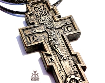 Orthodox Wooden Crucifix Pendant, Handmade Cross Necklace, Christian Prayer Cross, Religious Jewelry