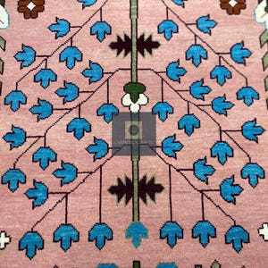 Handgeknüpfter Wolle Oushak 8x10 Teppich, Rosa Salbei Grüner Blumen Orientteppich Bild 18