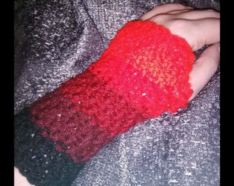 Red ombre seed stitch gloves, knitted gloves, fingerless gloves, accessories, red gloves, red ombre gloves, knitting, seed stitch gloves