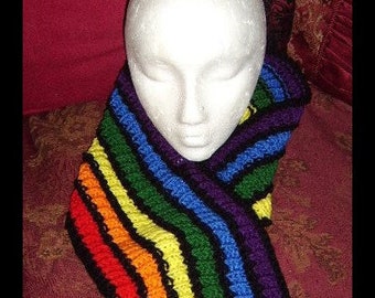 Rainbow Cowl, knitted rainbow scarf, knitted rainbow cowl colorful scarf, colorful knitted cowl, rainbow, lgbt, accessories. Knitting