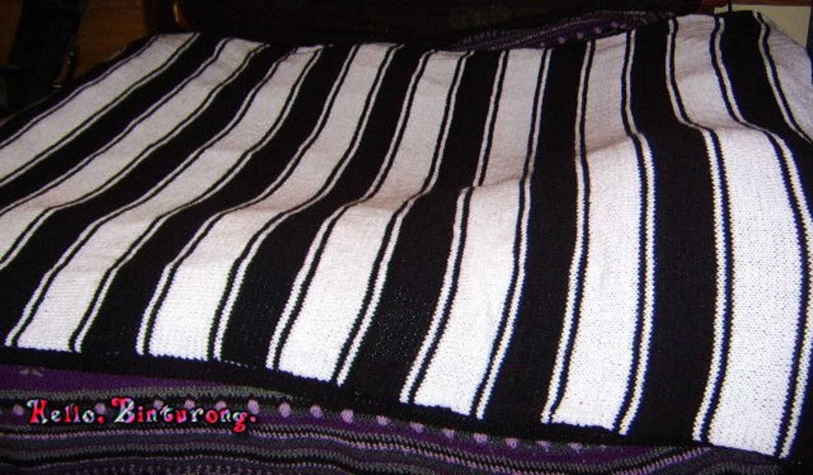Black and White Striped Blanket Knitted Blanket Knit Etsy