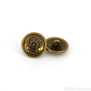 Vintage Crest Metal Shank Button (10pcs/bag)