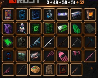 Pack géant Rust Drops | 34 objets | Rounds Twitch 49-52 + Kick 3 | Livraison rapide