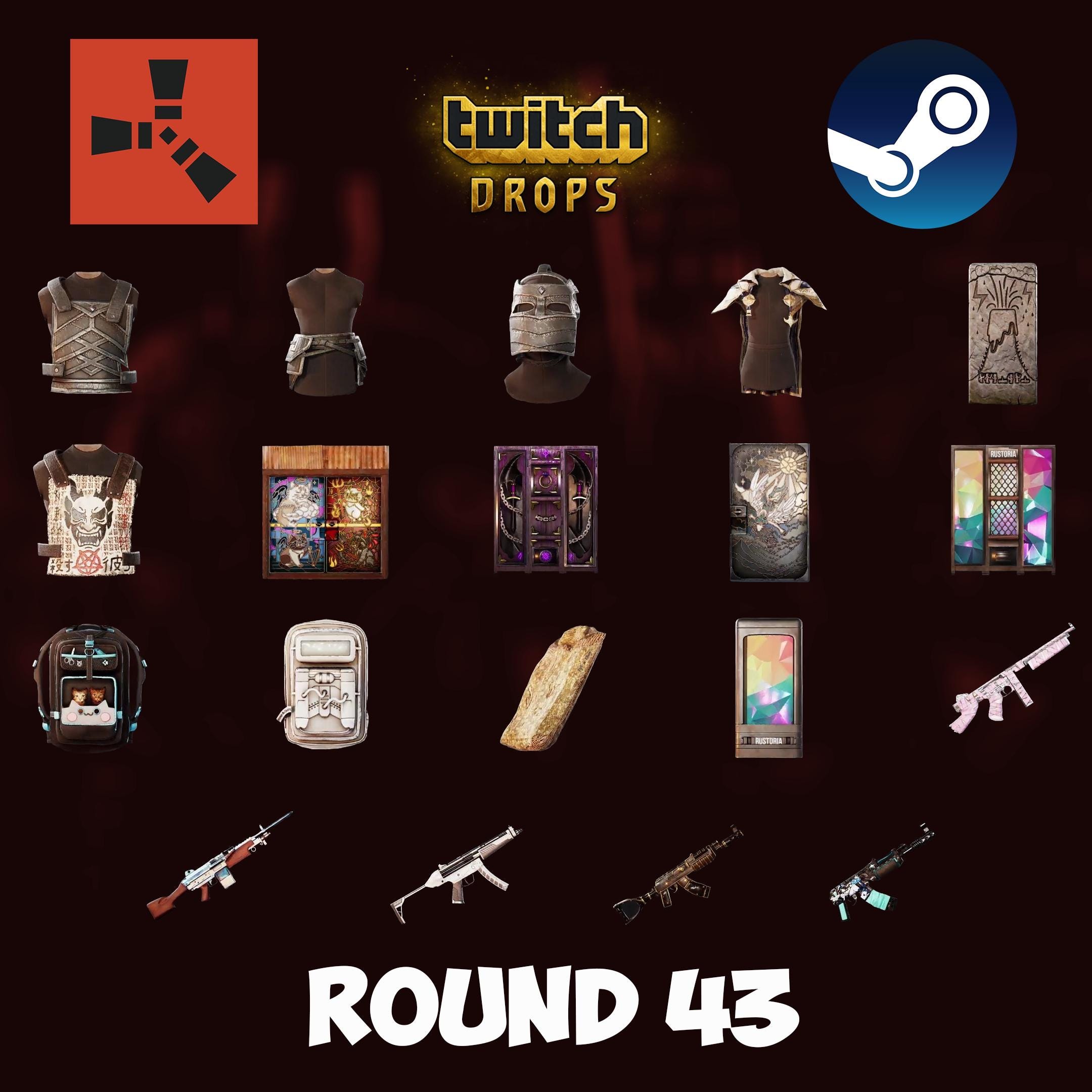 RUST Twitch Drops - Skin Pelle Rare: Giri 38, 39, 40, 41 E Bottino Esclusivo