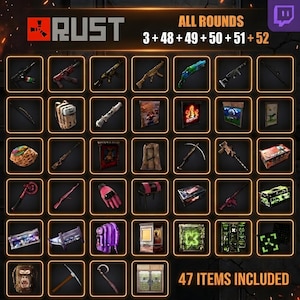 Rust Drops Mega Bundle | 47 items | Rounds Twitch 48-52 + Kick 3 | Fast Delivery