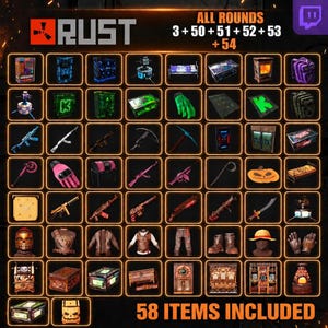 Paquete Mega de objetos de Rust / Twitch 50 - 54, Kick 3 (Entrega digital)