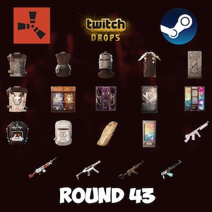 Rust Twitch Drops - All Available Rounds (39-44) - New, Unused In-Game Loot For PC