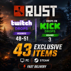 Rust Twitch + Kick Drops - All Available Rounds - 43 Items/Skins